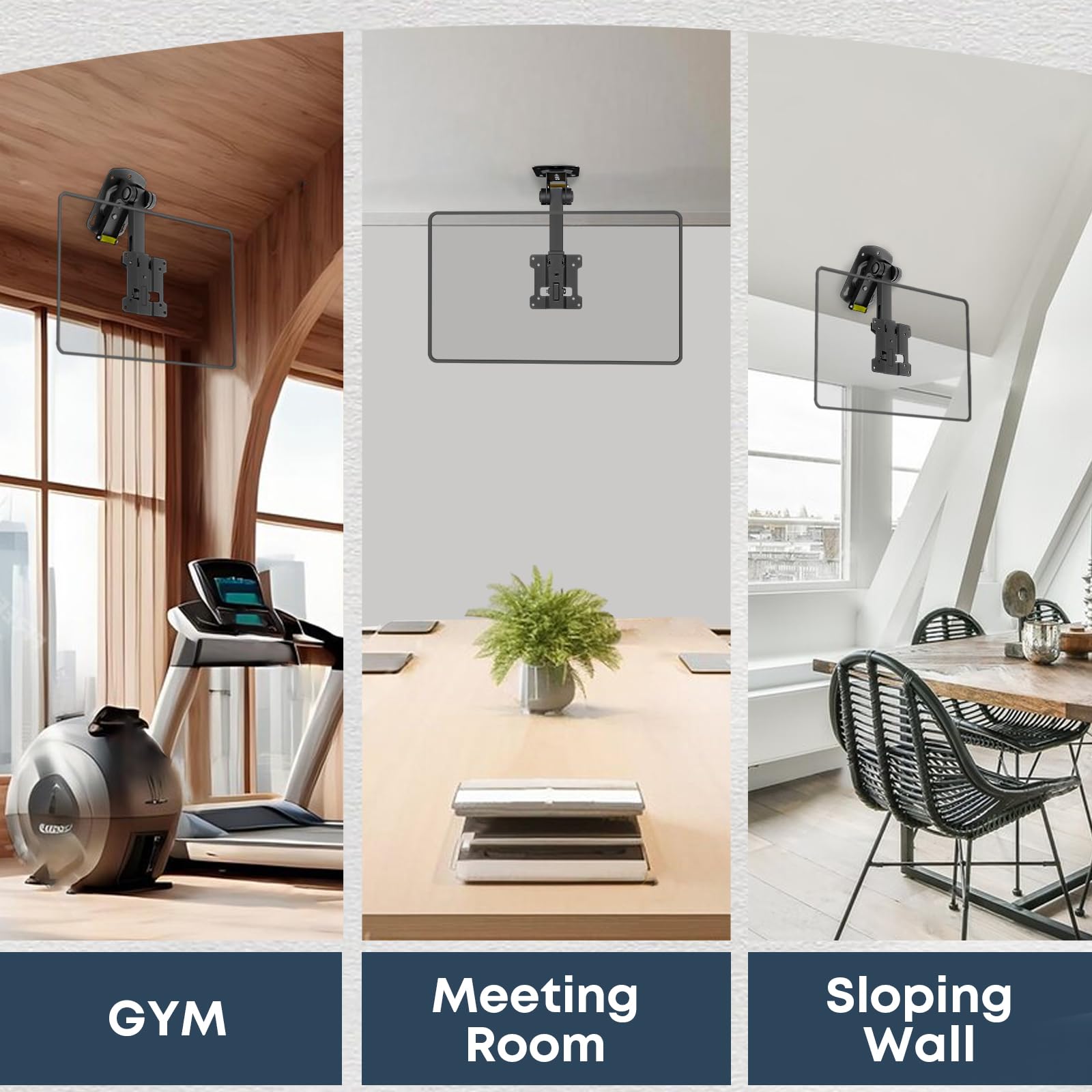 13 to 27 inch Folding TV Ceiling Mount,Manual Flip Down TV Bracket up to 44lbs, Folding Tilt Pitched Roof and Under Cabinet Mounting,Height Adjustable,Max VESA 100x100mm, Black