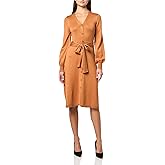 Eliza J Womens Long Sleeve V Neck Button Front Midi Sweater Dress