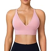 BLUELILY Adjustable Deep V Neck Bras 3/5 Pack Sports Bras for Women Padded Seamless Spaghetti Strap Criss Cross Yoga Bras