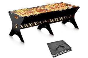 Bearfire 2PCS Camping Campfire Grill, Portable Folding Charcoal Grills, Backpacking BBQ Grill, Heavy Duty Firepit Grill with Carry Bag for Outdoor Cooking, Bonfire, Patio, Backyard-30 Inch