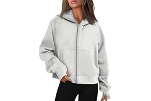 WYNNQUE Womens Zip Up Cropped Hoodies Fleece Full Zipper Sweatshirts Pullover Winter Clothes Sweater with Pocket