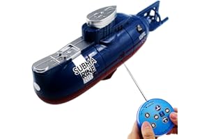 Tipmant RC Submarine Toy Remote Control Boat Ship Radio Electric Dive for Fish Tank Water Tub Kids Birthday Gift (Blue)