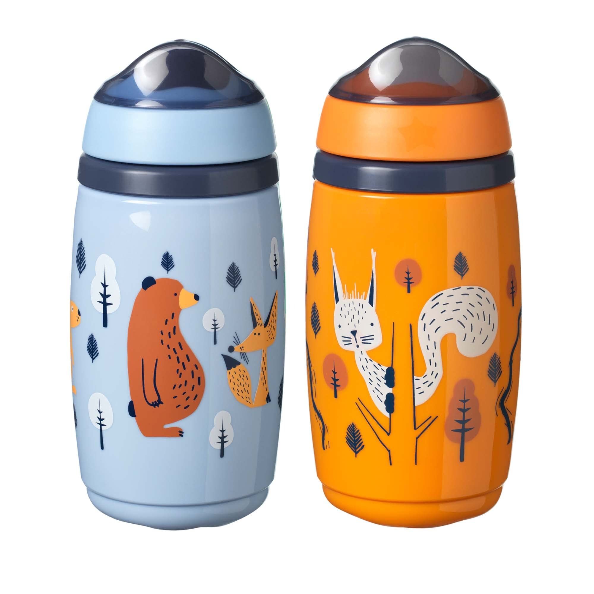 Tommee Tippee Superstar Insulated Toddler Sippy Cup, INTELLIVALVE Leak-Proof & Shake-Proof, 9oz, 12+ Months, 2 Pack, Orange and Blue