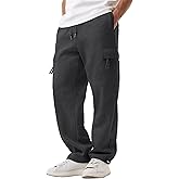 Sailwind Men's Fleece Cargo Sweatpants Casual Loose Fit Heavyweight Pants with Pockets