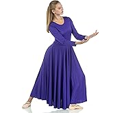 Danzcue Womens Praise Loose Fit Full Length Long Sleeve Dance Dress
