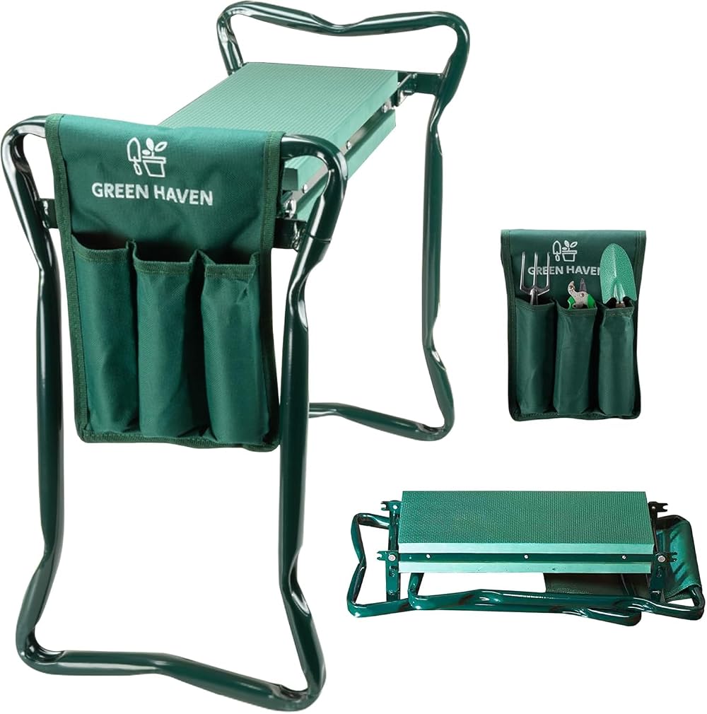 Green Haven Garden Kneeler Seat with Handles & Tool Bag