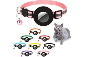 TILANMIY Airtag Cat Collar Breakaway, Reflective Collars with Apple Air Tag GPS Holder and Bell for Kittens and Puppies （Length：8.66” - 13.77”）