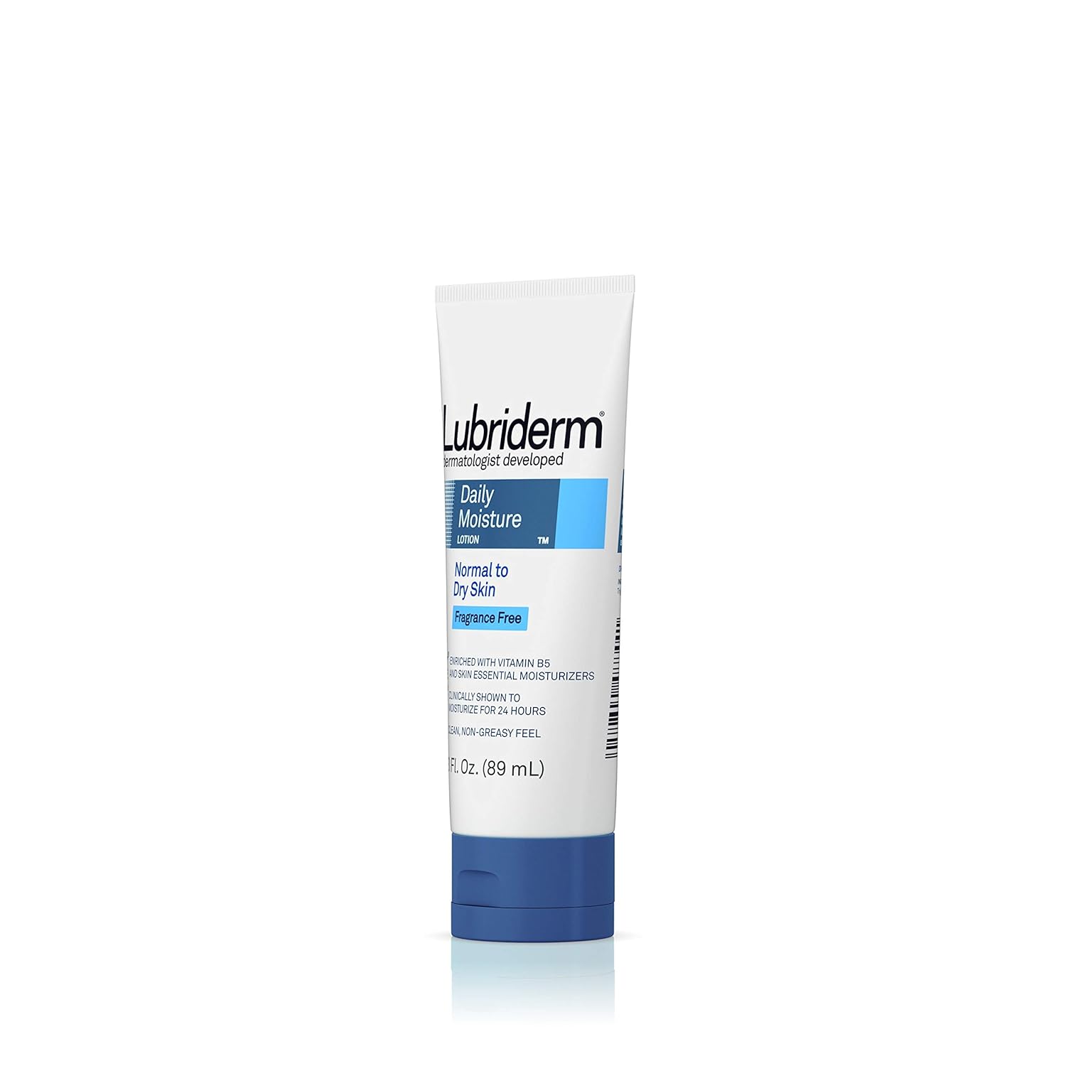 Lubriderm Daily Moisture Hydrating Unscented Body Lotion with Vitamin B5 for Normal to Dry Skin, Non-Greasy and Fragrance-Free Lotion, 3 fl. oz : Beauty