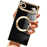 LSL Designed Case for iPhone Air [Compatible with MagSafe] Soft TPU Bumper Anti-Drop Anti-Scratch Shock Absorption Protective Slim Luxury Plating Magnetic Cover for Women Girls Men - Black