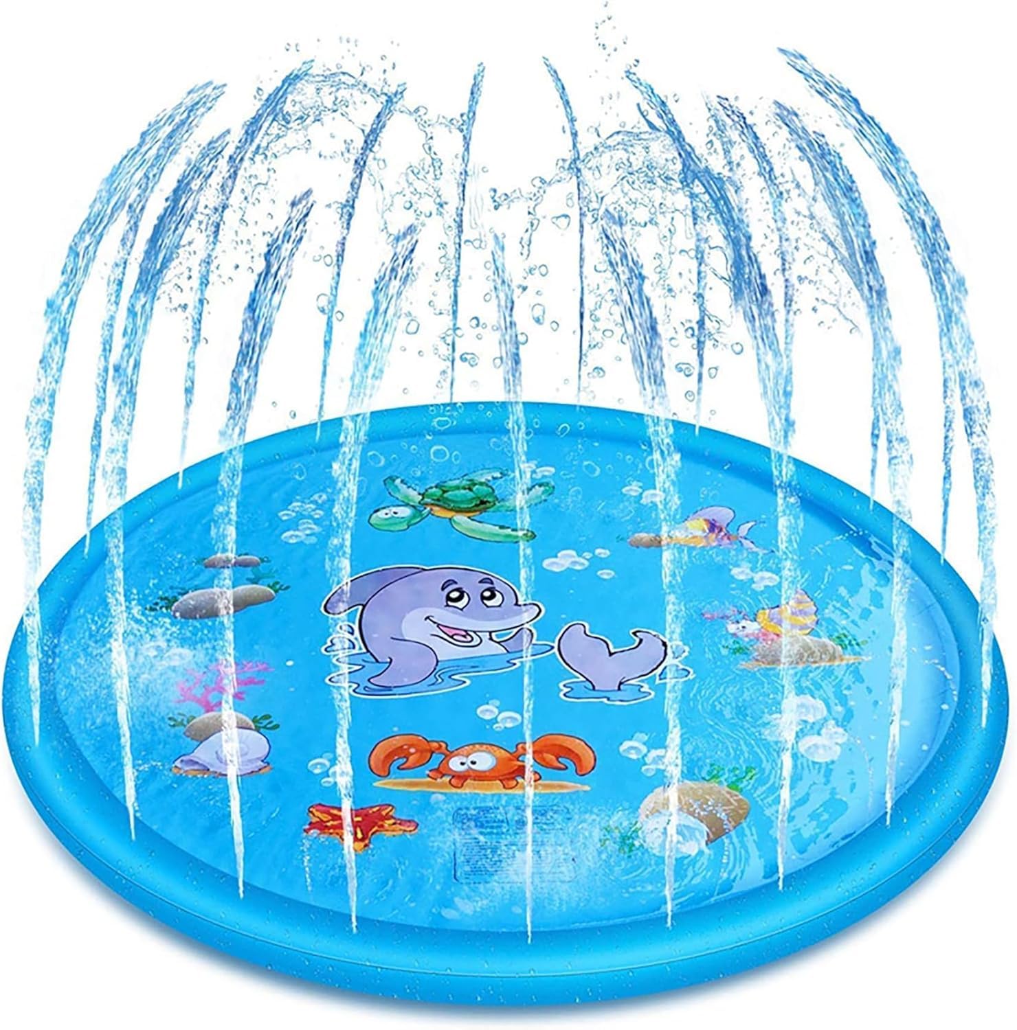 170CM Splash Pad, Splash Water Play Mat, Sprinkler Splash Play Mat for Toddlers, Summer Outdoor Water Play Sprinklers Games Garden Beach Spray Mat Toy Gifts