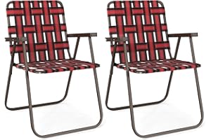 GYMAX Lawn Chair Folding, Webbed Beach Lounge Chairs Set with Highback, Outdoor Portable Lightweight Camping Dinning Chair for Patio, Lawn, Poolside, Sports, Garden, Backyard (2,Red)
