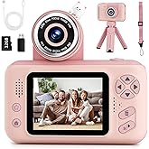 Makolle Upgrade Kids Selfie Camera,Chritmas Birthday Gift for 3-9 Years Old Girls,Portable Toy for 3 4 5 6 7 8 9 Year Children,Toddler 1080HD Digital Video Camcorder Camera with 32G SD Card Pink