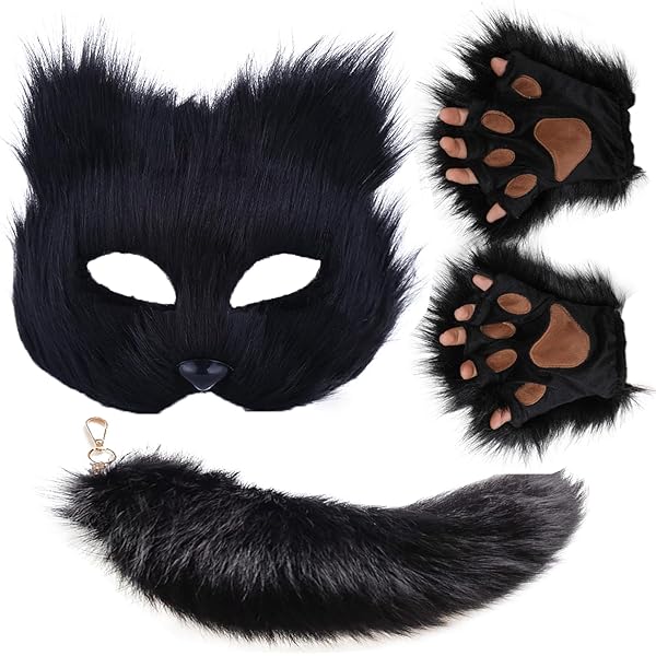 Set De Cola Y Orejas De Zorro – Disfraz De Animal Con Collar De Cuero Para Halloween Y Cosplay (3 Piezas)