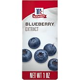 McCormick Blueberry Extract with Other Natural Flavors, Distinctive, Sweet Blueberry Flavor and Aroma for Baking Cookies, Cake, and Muffins, and Beverages Like Lemonade, Mocktails, and Smoothies, 1 fl oz