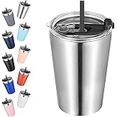 VEGOND 12oz Tumbler Stainless Steel Tumbler bulk Vacuum Insulated Double Wall Travel Tumbler with Lid and Straw Reusable Tumbler, Stainless 1 Pack