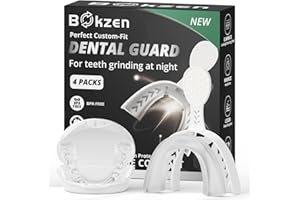 BOKZEN 4 Pack Upgraded Mouth Guard for Grinding Teeth with Fitting Tray, (Slightly Smaller) Standard Size, Comfortable Night Guards for Teens & Adults, Professional Mouthguards for Clenching Teeth