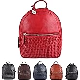 VILENCA HOLLAND Genuine Leather Backpack for Men, Casual Backpack for Women Office Bag with Adjustable Shoulder Strap (VL-054-RED)