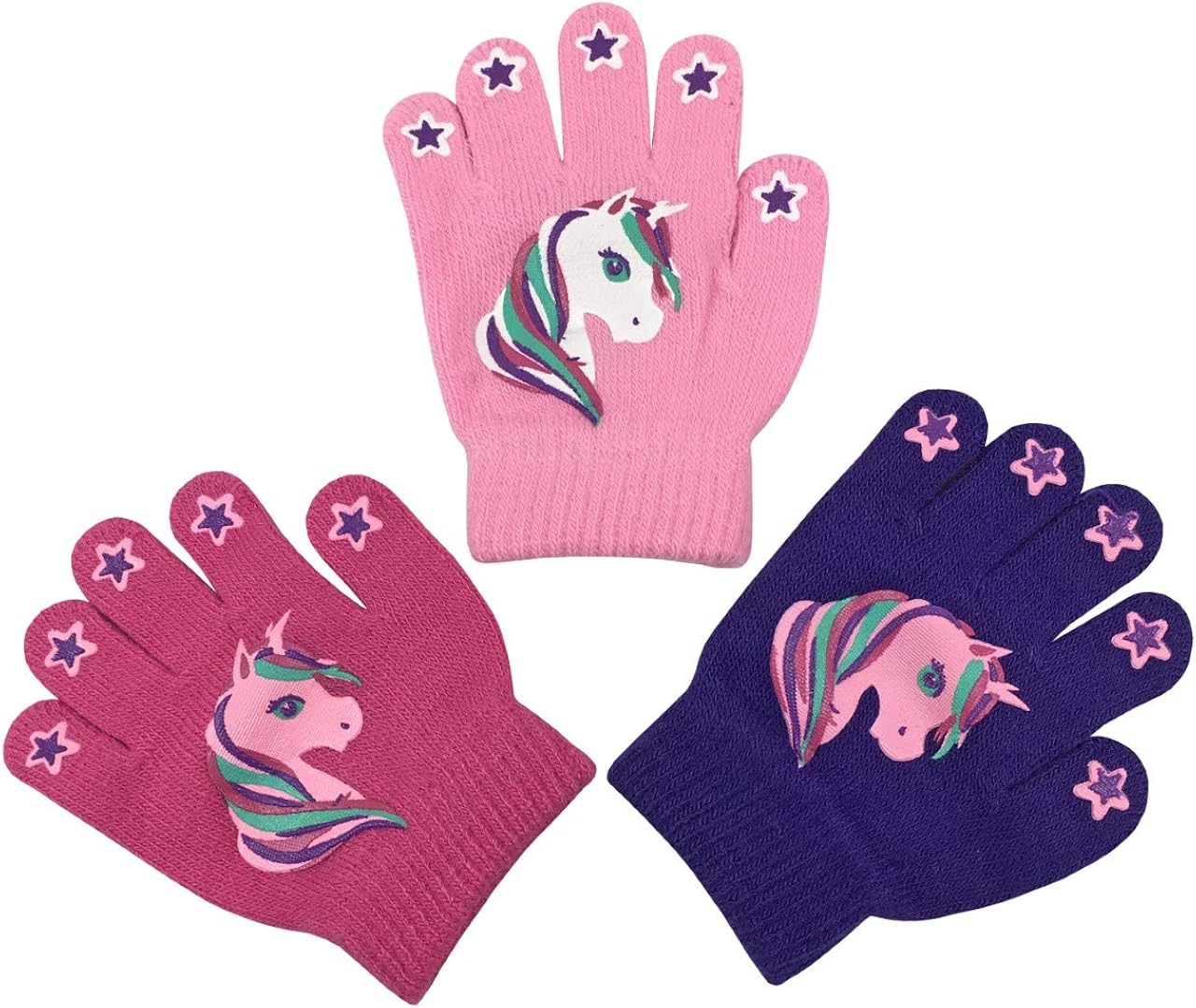 N'Ice Caps Boys Girls Magic Stretch Gloves 3 Pair Pack Assortment: Clothing