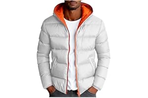 Mens Puffer Jackets with Hood Quilted Padded Coats Thicken Winter Warm Shackets Windproof Thermal Coat Outerwear