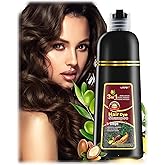 leorx Instant Hair Dye Shampoo For Gray Hair, 500ml - 3 In 1 Herbal Coloring For Women & Men - Dark Brown Color, Ammonia Free - Tintes Para El Cabello Profesional