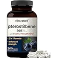 Pterostilbene with 98% Trans-Resveratrol, 200mg Per Serving, 200 Capsules | Naturally Sourced from Wild Blueberries – Antioxidant Supplement for Healthy Aging Support – Non-GMO