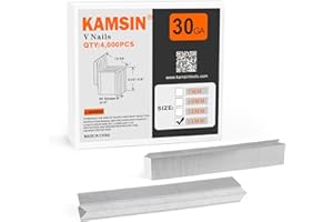 KAMSIN 30 Gauge V Nails 10.3mm Head Diameter 15mm Length Hard Wood Type V Nails for V Nail Gun Picture Frame Joiner Pneumatic Air Power Joining Nail Gun 4,000 PCS/Box
