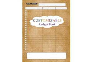 Customizable Ledger Book: Simple Inventory Log book, Blank Sheets Ledger for Bookkeeping or Tracking Income Expense Accounts 