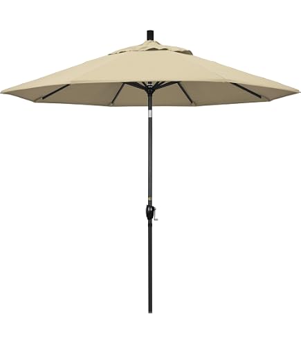 California Umbrella 9' Round Crank Lift, Collar Tilt, Aluminum Pole, Fiberglass Rib Patio Umbrella, Bronze Finish, Sunbrella Antique Beige : Clothing, Shoes & Jewelry