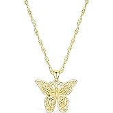 SHINYY Butterfly Pendant Necklace for Women 18K Stainless Steel Charm Bracelet Jewelry Gift for Her