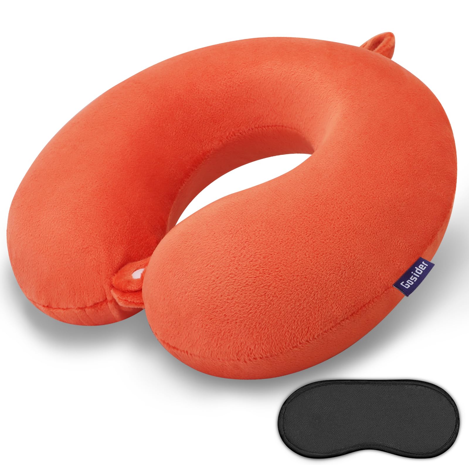 Gosider Orange Memory Foam Velvet Travel Neck Pillow for Airplane Car Train