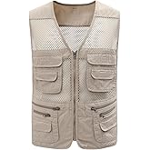 Gihuo Men's Fishing Safari Vest with Pockets for Summer Travel