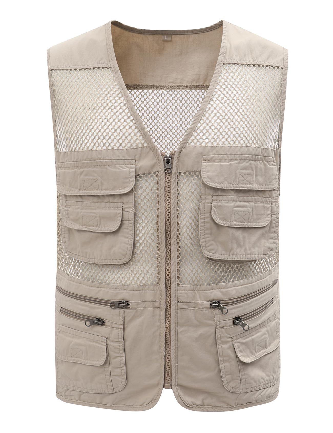 Photo 1 of Gihuo Men's Mesh Multi Pockets Outdoor Fishing Safari Travel Vest(Beige 02-Large)