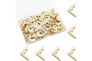 Adyoney 100Pcs 15mm / 3/5" Gold Metal Book Corner Protectors, Vintage Photo Corner Protector, for Scrapbooking, Photo Albums, Menus, and Folders, Vintage Style Book Edge Guards