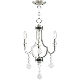 Livex Lighting 40883-91 Transitional Three Light Mini Chandelier from Glendale Collection in Pwt, Nckl, B/S, Slvr. Finish, Br