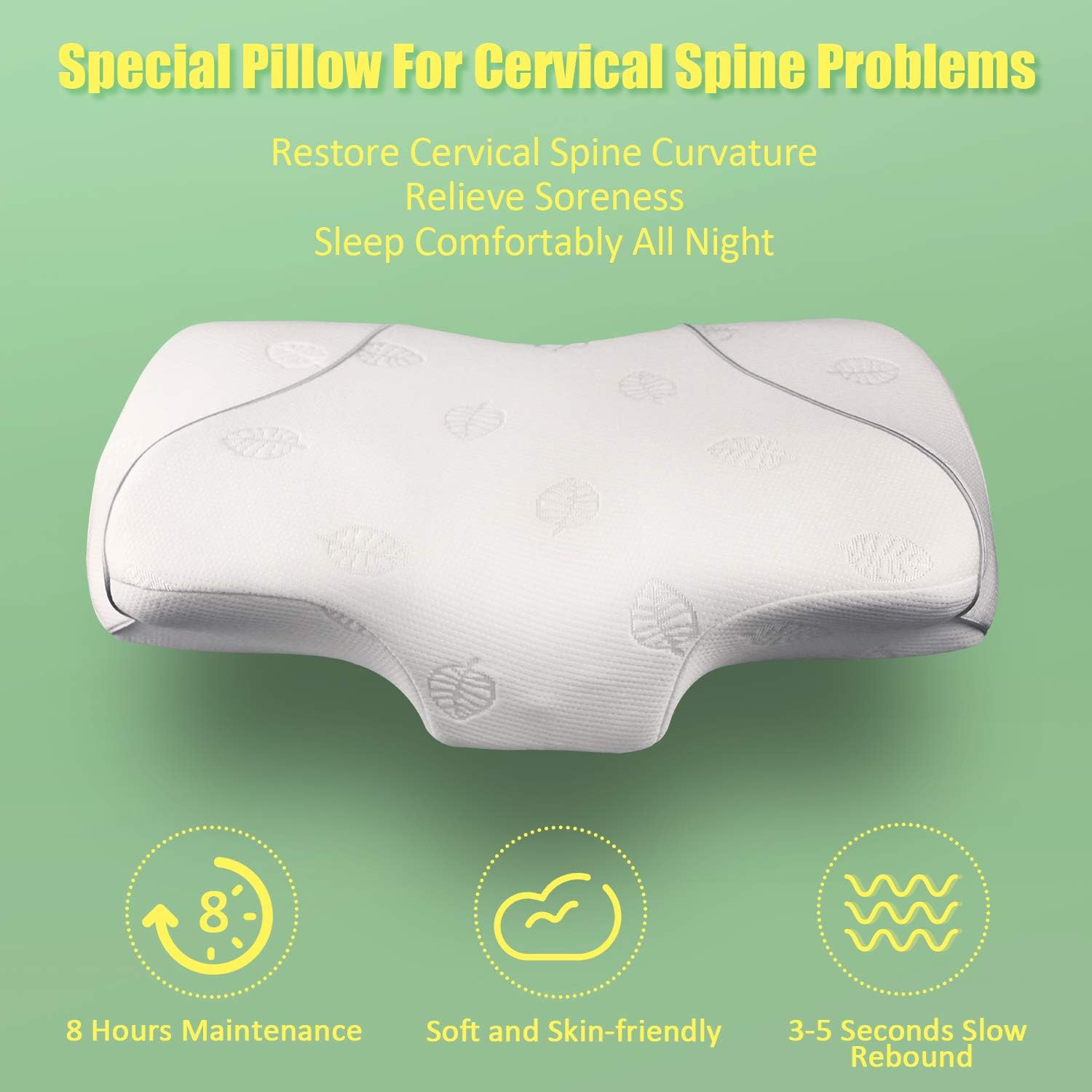 Memory Foam Pillow Cervical Pillow Contour Pillow for Neck and Shoulder Pain Ergonomic Orthopedic Sleeping Neck Contoured Support Pillow for Side Sleepers, Back and Stomach Sleepers Replace Pillowcase: Kitchen & Dining