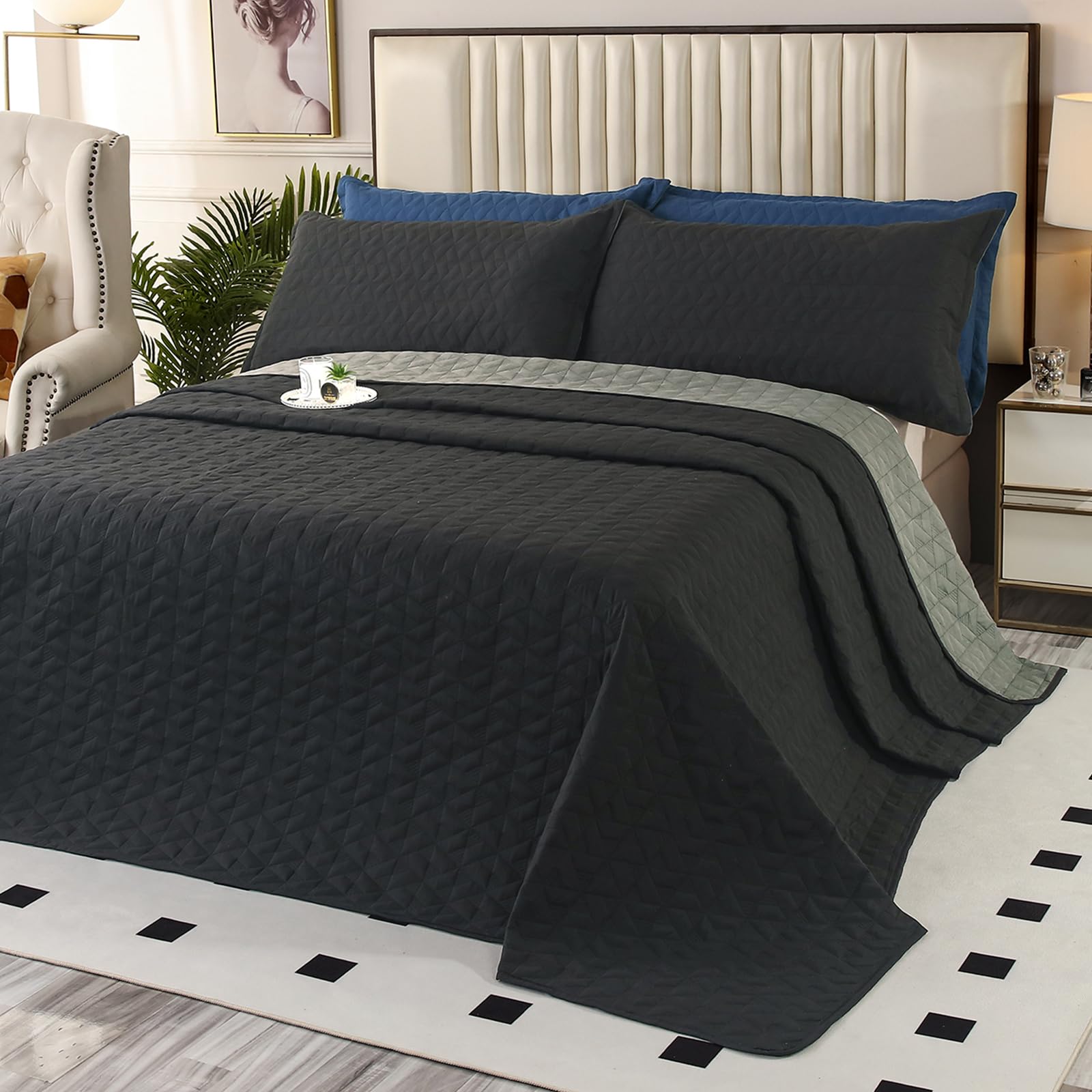 Ofixi 128 x120 oversized king plus szie quilt set extra large king
