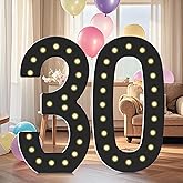 4FT Marquee Light Up Numbers, Black Giant Marquee Number Big Mosaic Number for 30th Birthday Party Decorations Backdrop Anniversary Decor, Pre-Cut Frame