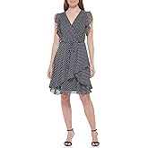 Tommy Hilfiger Womens Sleeveless Surplice Neck Chiffon Belted Midi Dress