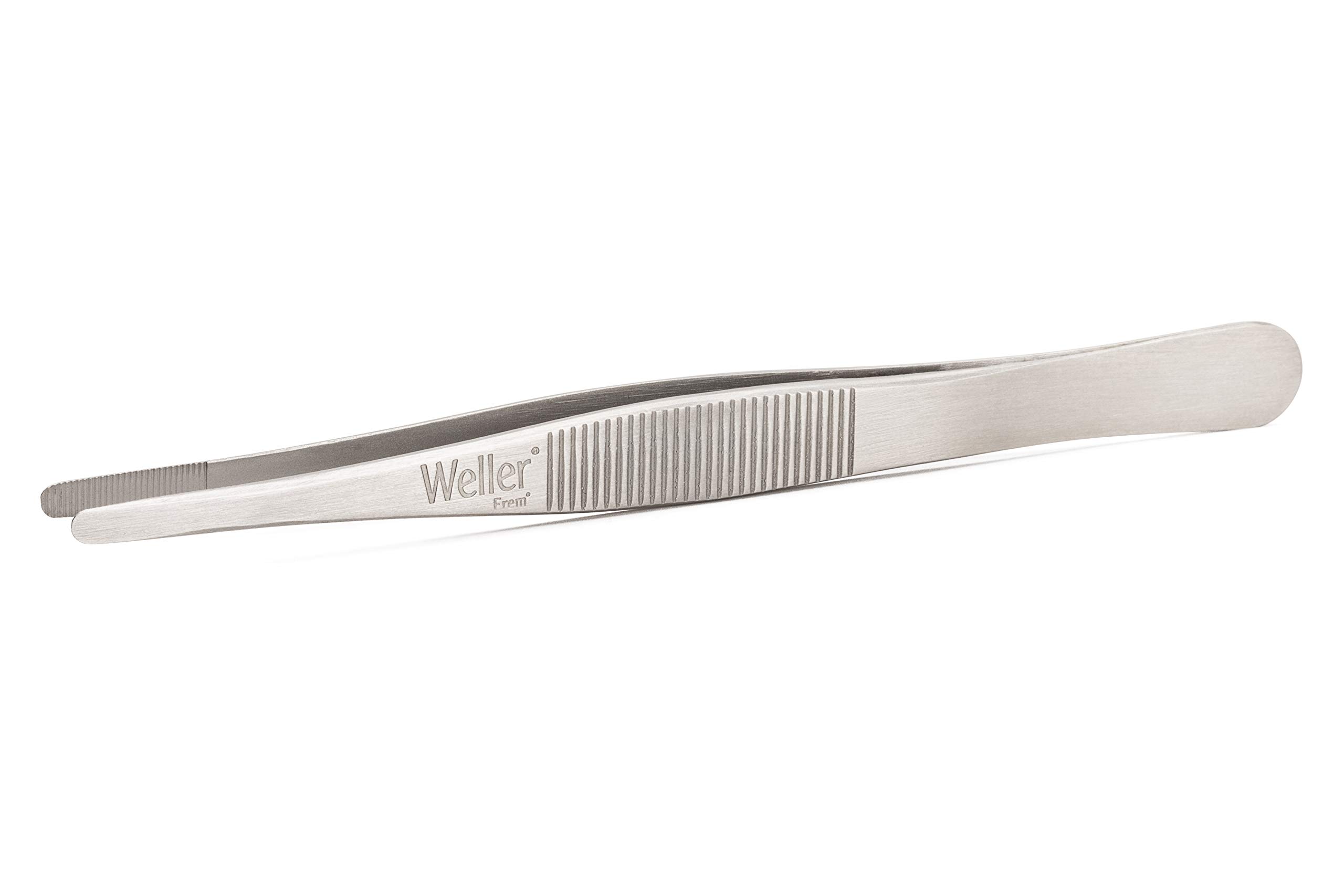 Weller Erem 21SA120 Tweezers with Large, Flat, Round Tips, with Inside and Outside Serrations, 120 mm