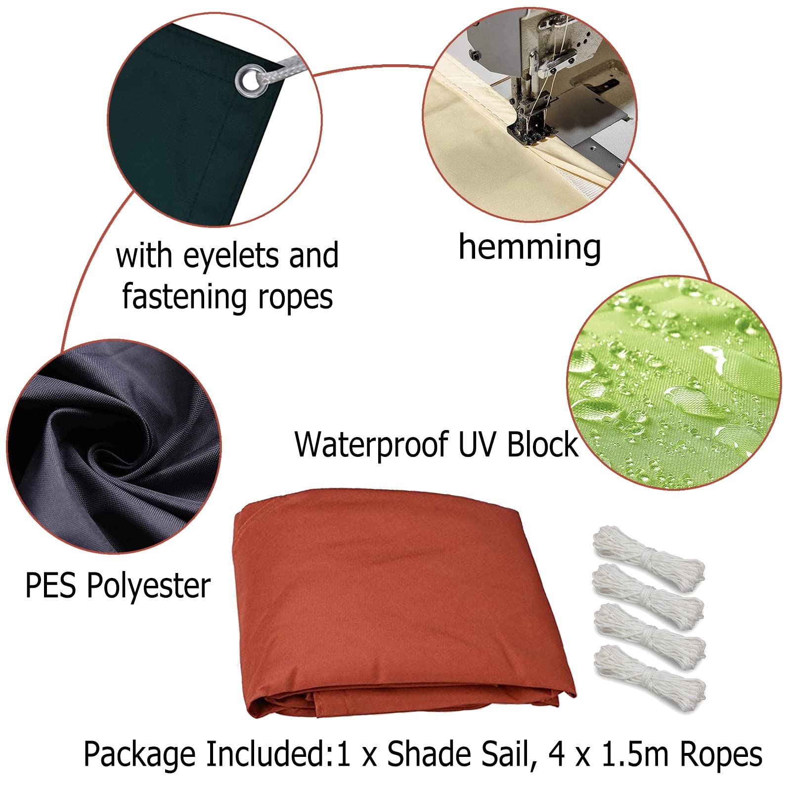 Sonnensegel 2 x 7 m Sonnensegel Rechteckig Wasserdicht, Sonnenschutz Segel mit Ösen und Befestigungsseile für Patio Balkon Terrasse Camping, Dunkelgrau 6