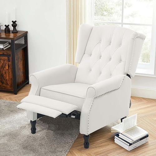 Altrobene Velvet Accent Chair, Push Back Recliner Chair, Wingback Arm ...