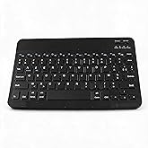 Dilwe French AZERTY Bluetooth Keyboard, Slim Portable Tablet Keyboard with Brushed Metal Texture for Phone &amp; Computer (Black)