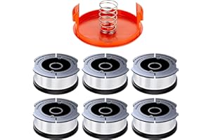 SUNRRA AF-100 Weed Eater Spool Compatible with Black and Decker Weed Eater, 30FT, 0.065-Inch Diameter,6 Spool + 1 Cap