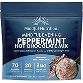 Mindful Evening Peppermint Cocoa Mix Natural Sleep Aid, Melatonin 3mg, L-Theanine, GABA Supplements, Natural Calm Sleep Support Stress Relief Calm Sleepy Cocoa Nighttime Peppermint Hot Chocolate