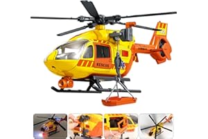 ANJARU Helicopter Toy with Lights and Sound,Simulative Rescue Helicopter Toddler Kids Toys for Kids Aged 3 4 5 6 Pull-Back Propeller Army Toys Toddler Kids Boys Gifts (Rescue Helicopter)
