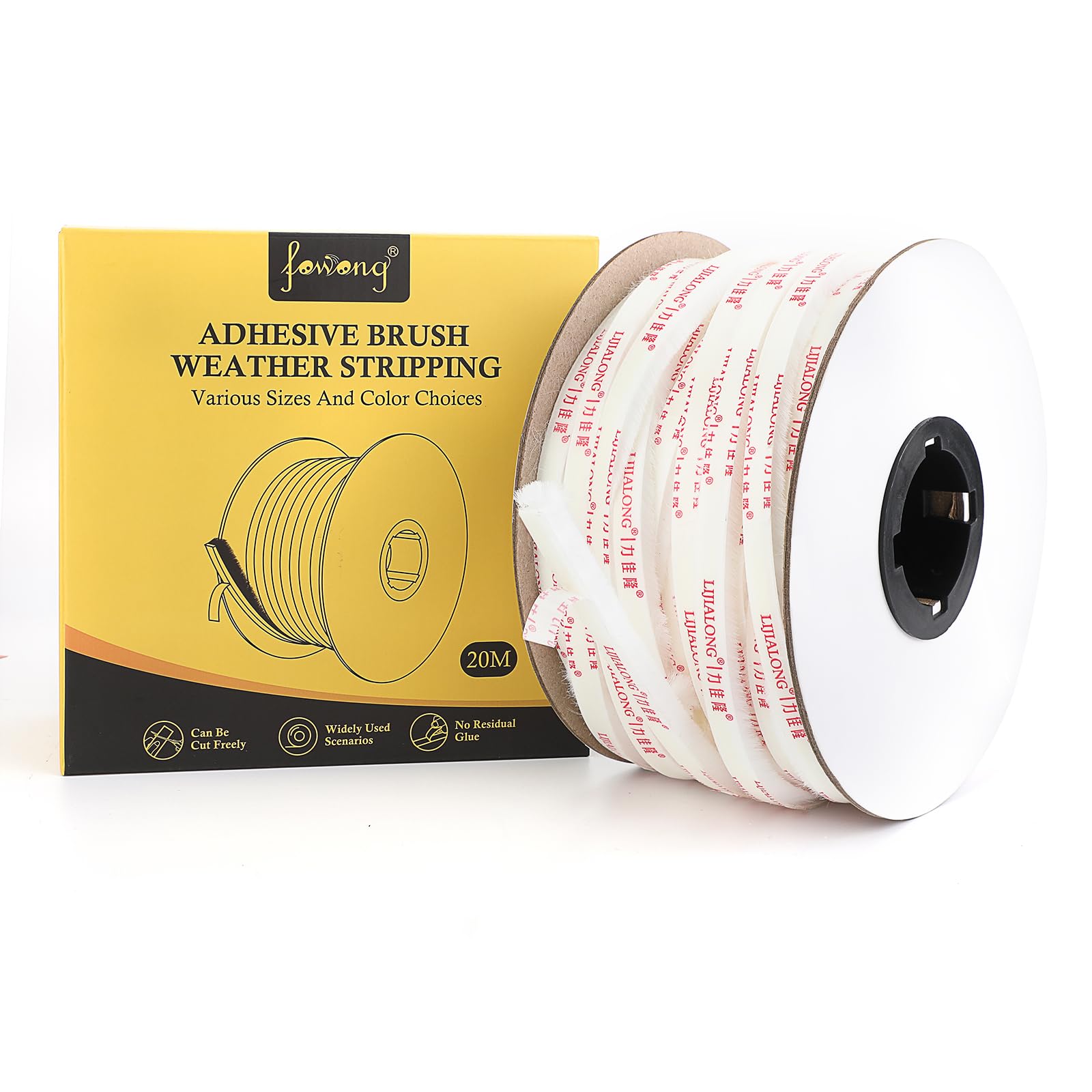 fowong Weather Stripping Window Seal ，20m(L) x 9 mm(W) x 9mm(T) Draught Excluder for Doors and Windows Draft Stopper and Save Energy - White