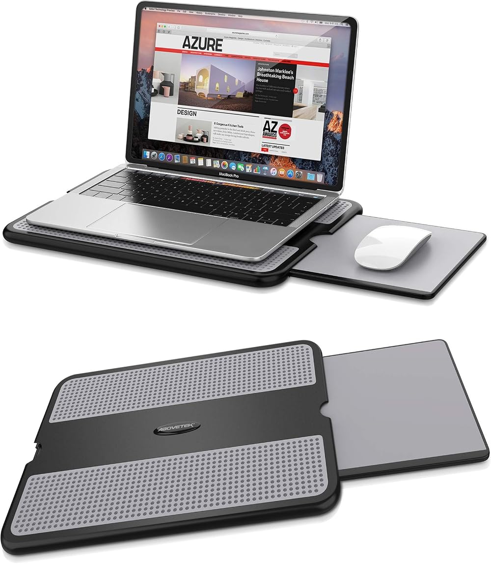 AboveTEK Portable Laptop Lap Desk with Retractable Mouse Pad Tray 15.6"