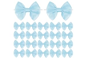 ADODOTOE Light Blue Bows Twist Tie Bows, 20 Pcs Satin Twist Tie Bows for Treat Bag Satin Ribbon Tie Bows Premade Bows for Cake Pops Wedding Bridal Shower Baby Shower