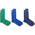 POLO RALPH LAUREN Super Soft Crew Dress Socks 3-Pack (One Size, Green/Blue)