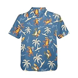 HUGLAZY Hawaiian Shirt for Men Dinosaur Shirt Short